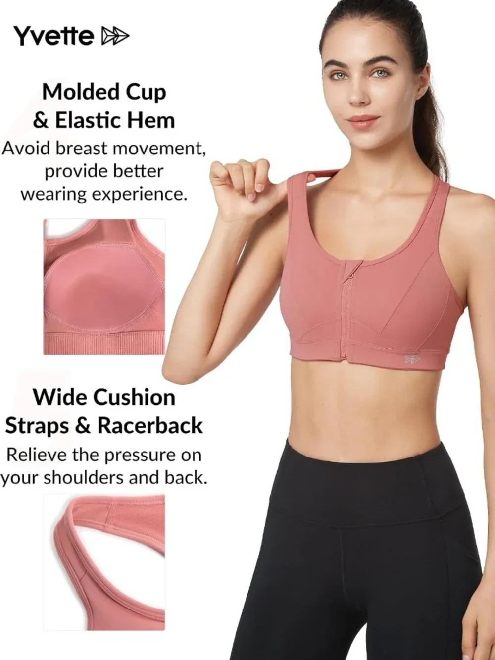 High Impact Zip Front Sports Bra for Large Bust | Comfortable & Supportive Fit